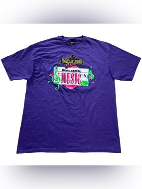 VTG 90s Universal Studios Florida Lights Camera Music T-Shirt XL Single Stitch